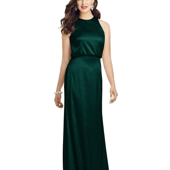 Dessy 3055...Sleeveless Blouson Bodice Trumpet Gown...Evergreen...Size 10...NWT - Picture 1 of 6